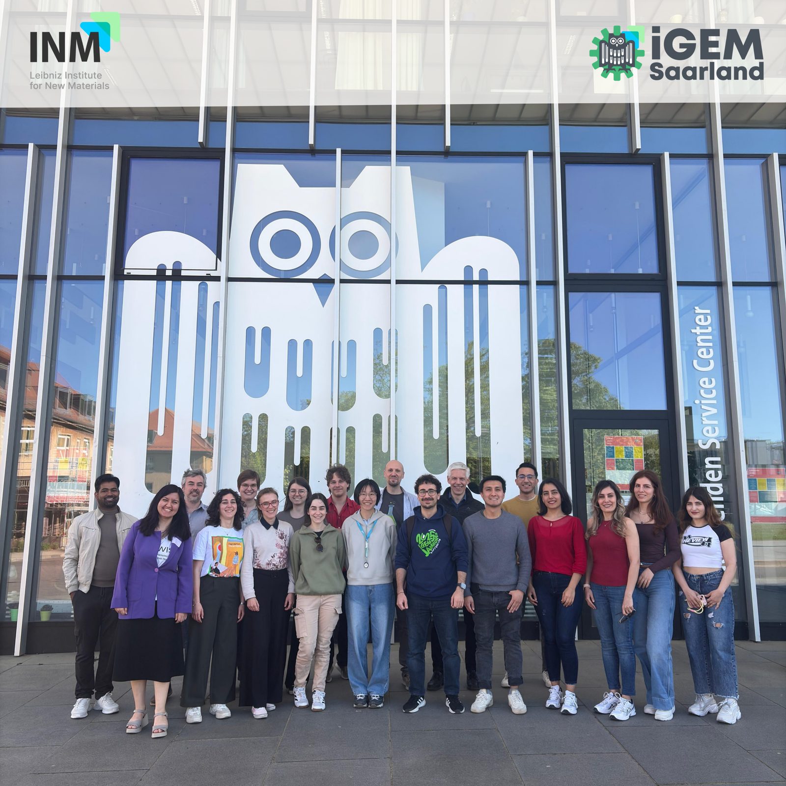 The Saarland iGEM 2026 team outside the Leibniz Institute for New Materials